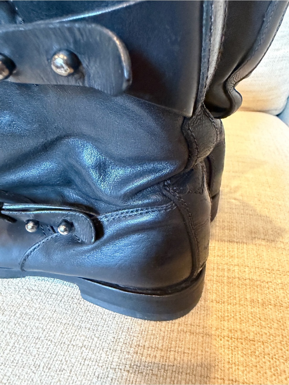 rag & bone Black Leather Combat Moto Boots - Picture 6 of 10
